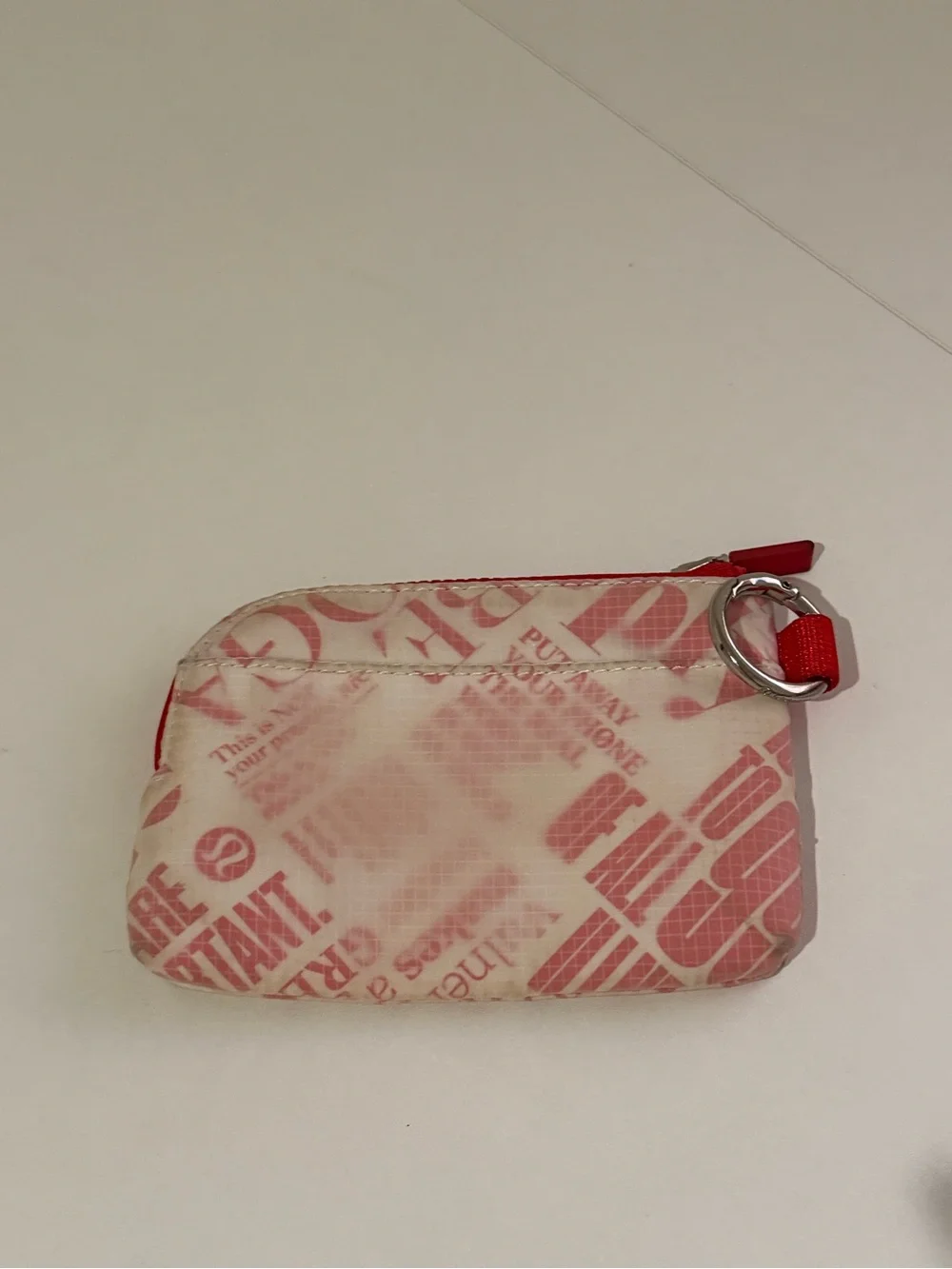 lululemon athletica Red and White Printed Key Pouch
